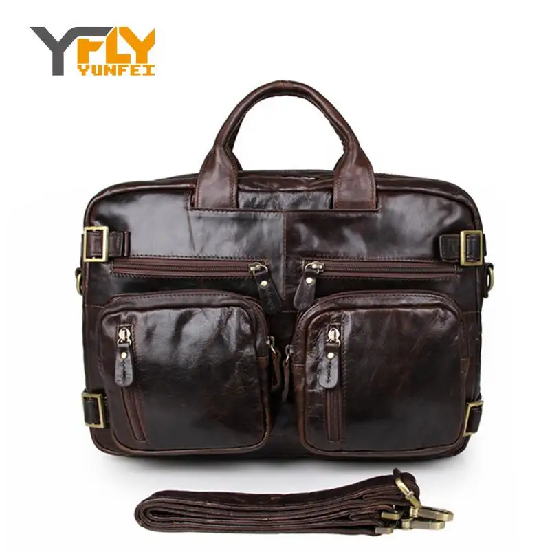 

Y-FLY Brand Famous Designer Genuine Leather Bag Multi Function Business Men's Handbags Shoulder Crossbody Bags Tote Bolsa HC274