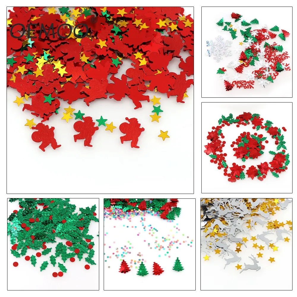 

15g Christmas series Christmas tree snowflake Santa Claus Sika deer Confetti For Wedding throwing Christmas decoration supplies