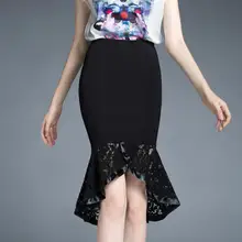 Faldas mujer moda новая кружевная юбка длинная в виде листка лотоса посылка хип эластичный красный сексуальная юбка «рыбий хвост» размера плюс S-5XL