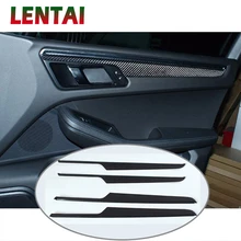 LENTAI Авто Стайлинг углеродного волокна интерьер дверная ручка декоративная рамка Стикеры для Porsche Macan аксессуары