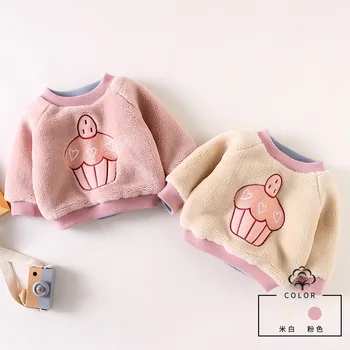 

fashion new children's clothing winter baby girls cartoon sweatshirts autumn boys'cake pullover plush plus velvet thick hoodie