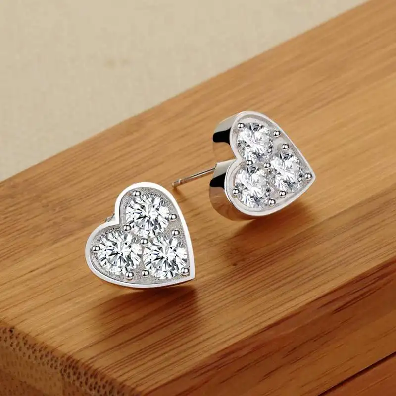 Модные ювелирные изделия CZ красивые серьги-гвоздики в форме сердца для женщин и мужчин любящий подарок AE180