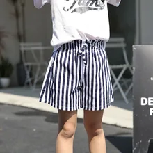 Шорты для девочек; Новинка; сезон лето; корейский стиль; Детские повседневные штаны в тонкую полоску; Детские хлопковые шорты; костюм для девочек