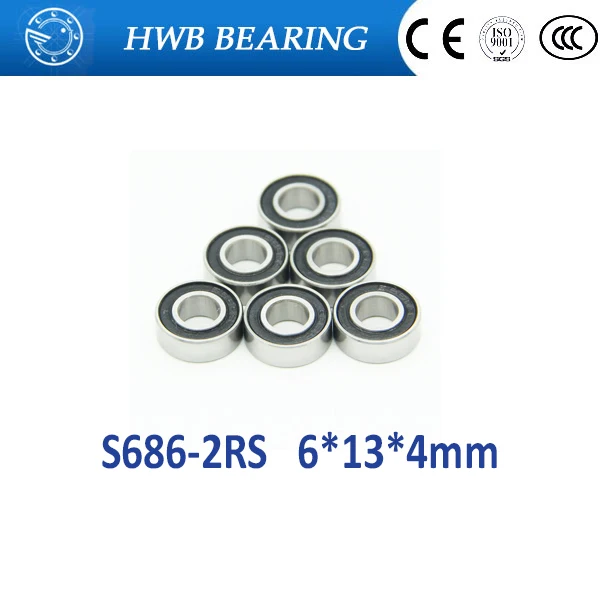 

Free Shipping 10 PCS S686-2RS S686RS Bearings 6x13x4 mm Stainless Steel Ball Bearings R1360HH