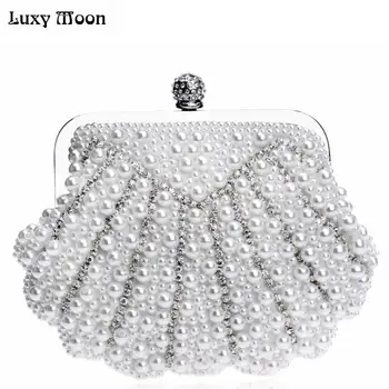 

pearls evening bags embroidery clutch bag beaded bride purse mini handbags luxury diamond evening clutch purse women party bag