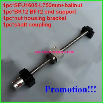 

Rolled Ballscrew 1605-L750mm+SFU1605 Ballnut+BK12BF12 Ball screw End Support+Nut Housing Bracket+6.35*10mm Coupler