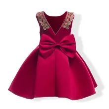 O vestido da menina elegante nobre senhora gravata borboleta vestido de princesa Europeia para 3-10yrs meninas crianças dos miúdos do partido jantar vestido desempenho