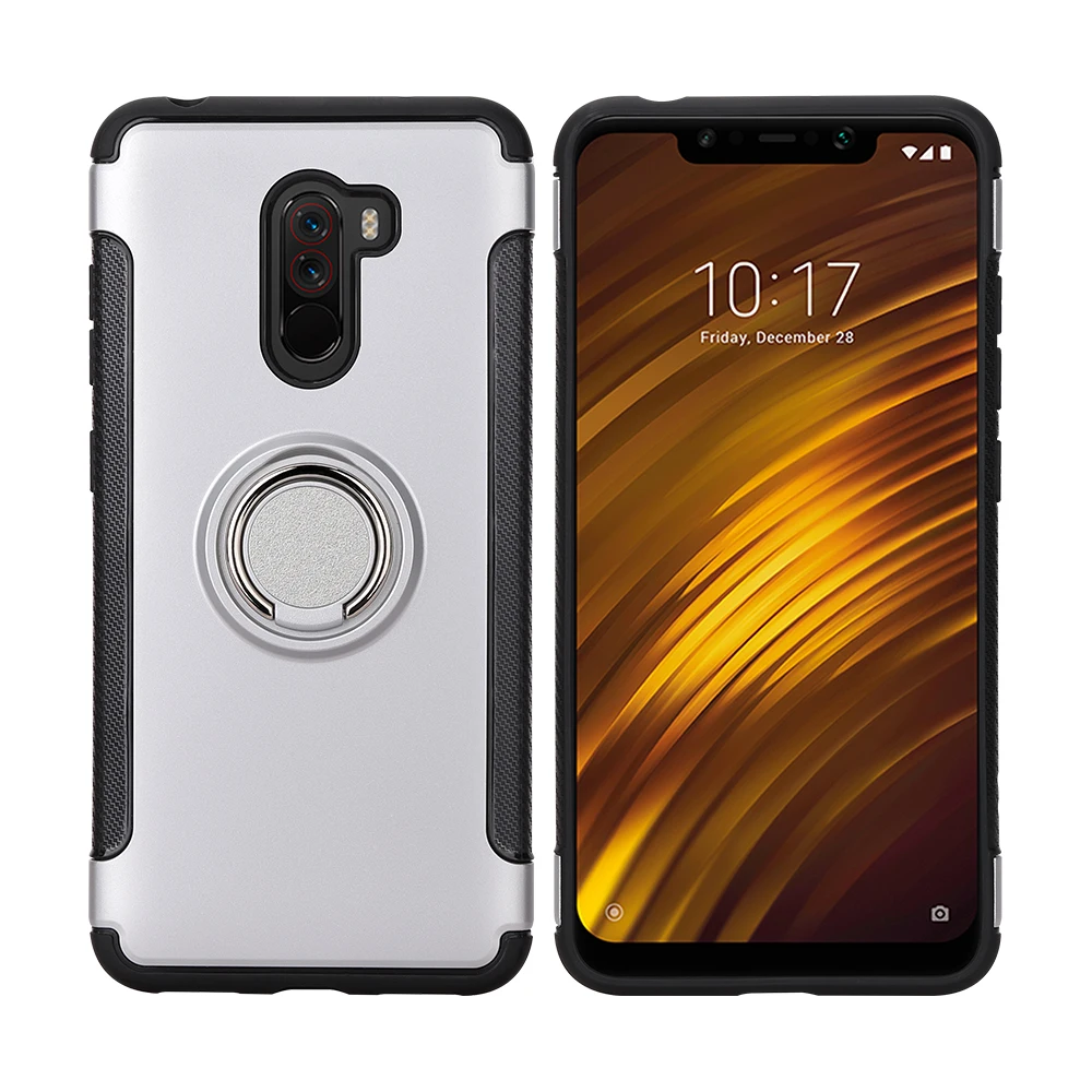 

For Xiaomi MI Pocophone F1 Phone Case Hard Ring Holder Thin pocp phone f1 Lite Cover Magnet Slim PocophoneF1 Protective Casings