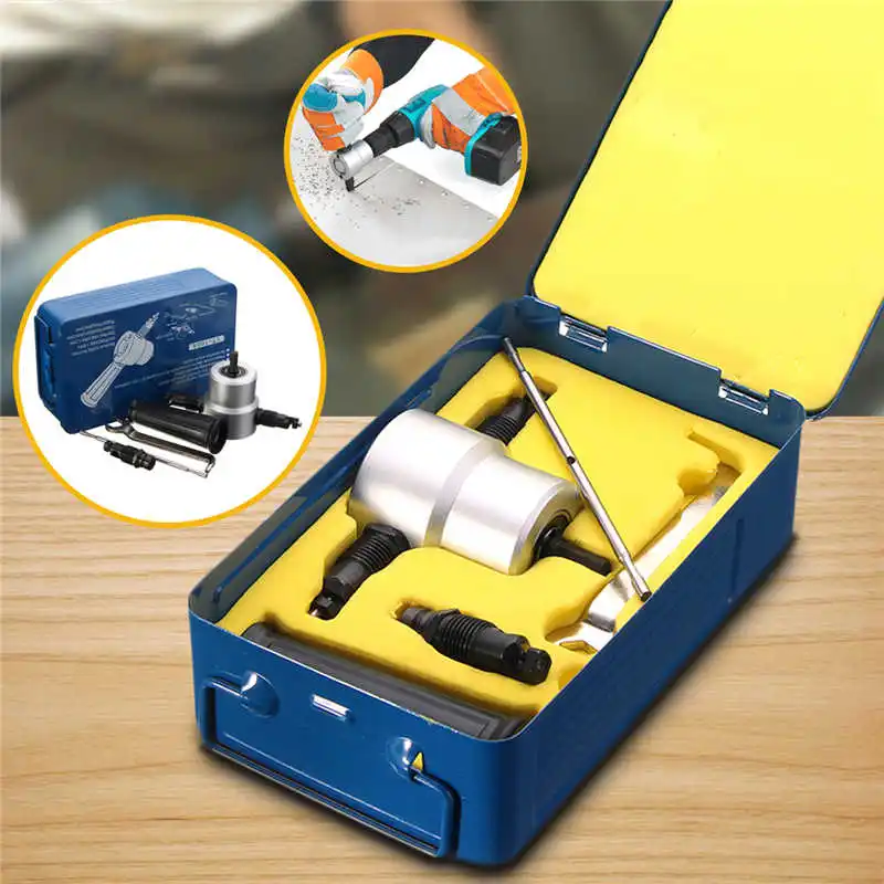 

Double Head Sheet Metal Nibbler Cutter Holder Tool Power Drill Attachment Kit