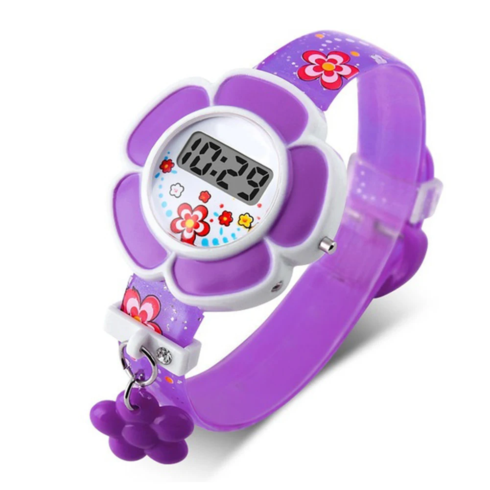 Модные цифровые наручные часы с цветочным рисунком, милые Мультяшные часы, детские подарки для мальчиков и девочек, Прямая поставка