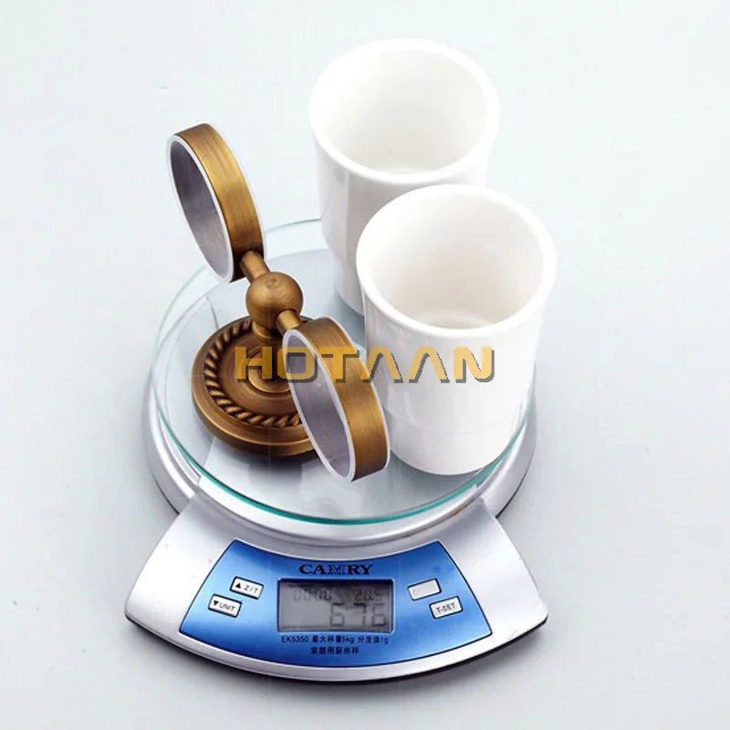 . Fashion toothbrush holder,Pure copper&glass,Double cup, Bathroom cup holder bathroom set- YT-12208