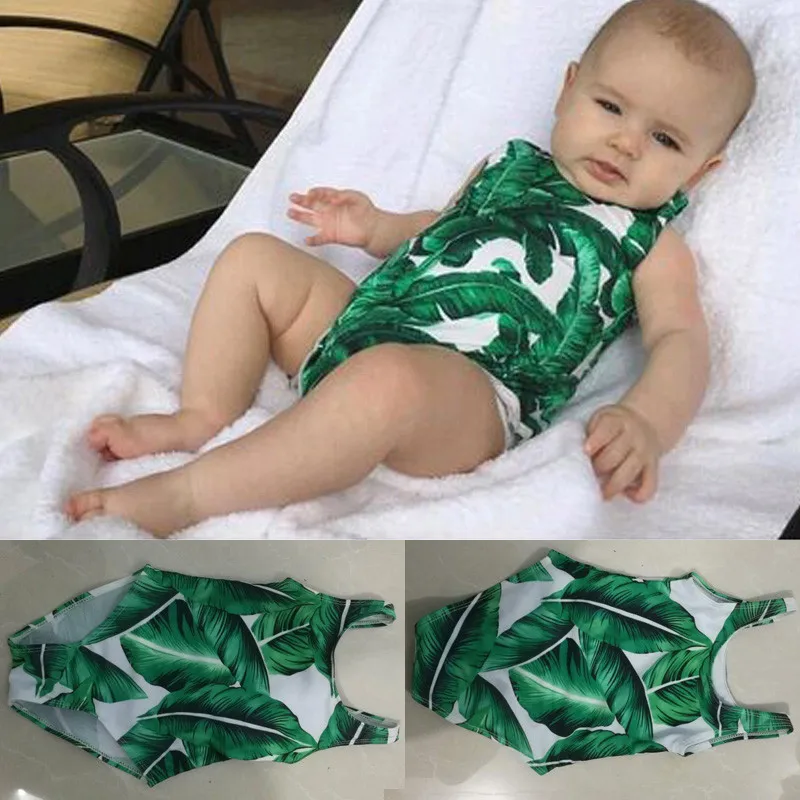 Новое поступление, летние одинаковые комплекты для семьи, купальник-бикини для мамы и дочки, купальный костюм зеленого цвета с листьями лотоса, пляжная одежда