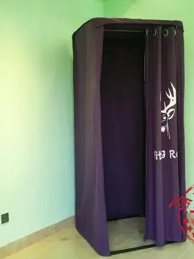 Dressing room. Moving changing room. Simple fitting room. Shelf curtain..