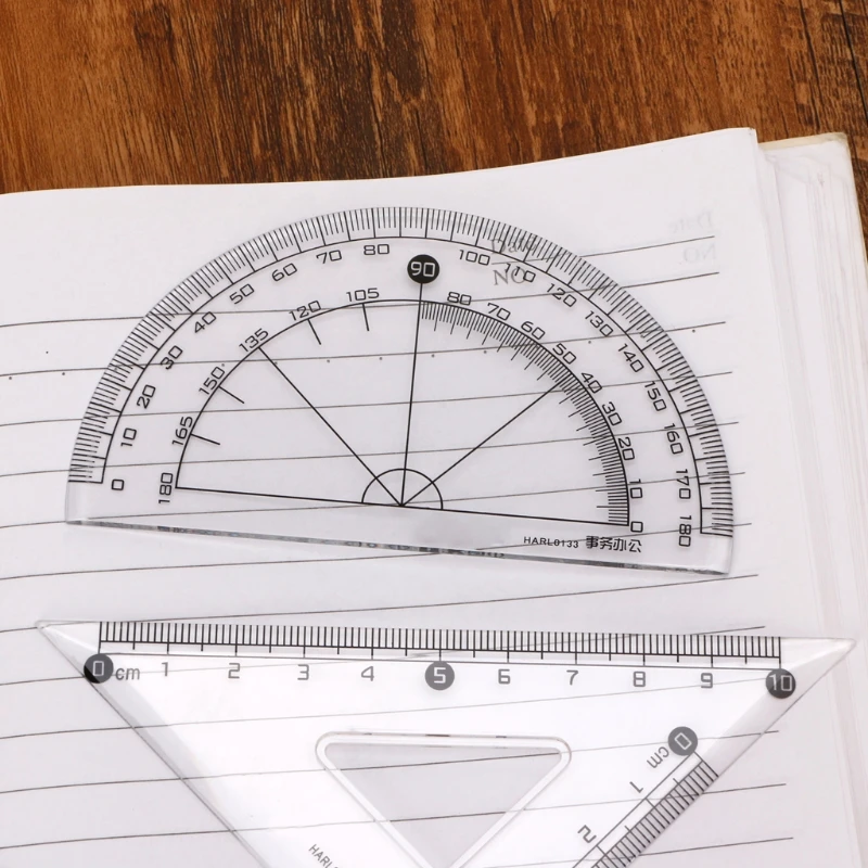 Набор школьной линейки для рисования, квадратная треугольная линейка транспортира
