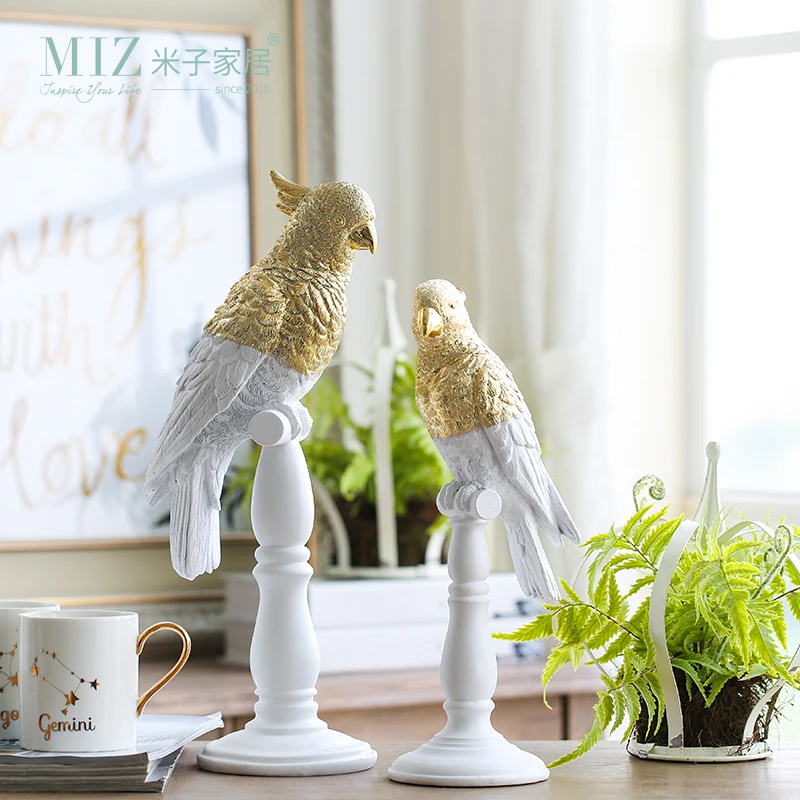 

Miz 1 Piece Resin Figure Vintage Home Decor Accessory for Living Room Parrot Statue Desktop Accessory for Decoration