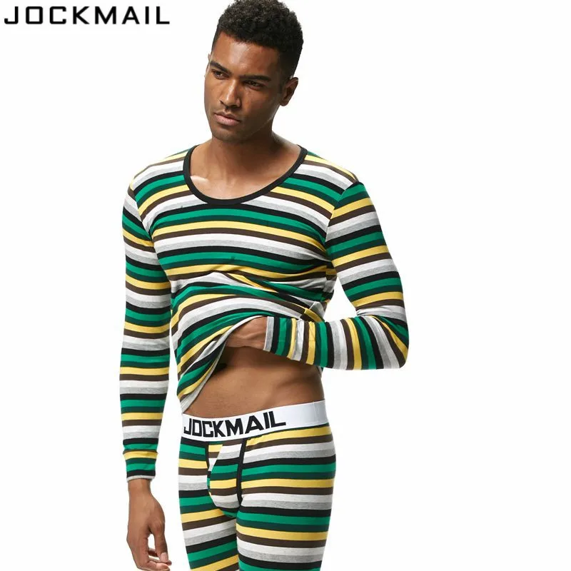 JOCKMAIL Brand Men Thermal Underwear Long Johns Sets 2pcs tops+pants Bottom Underwear cueca Gay Underwear leggings Underpants