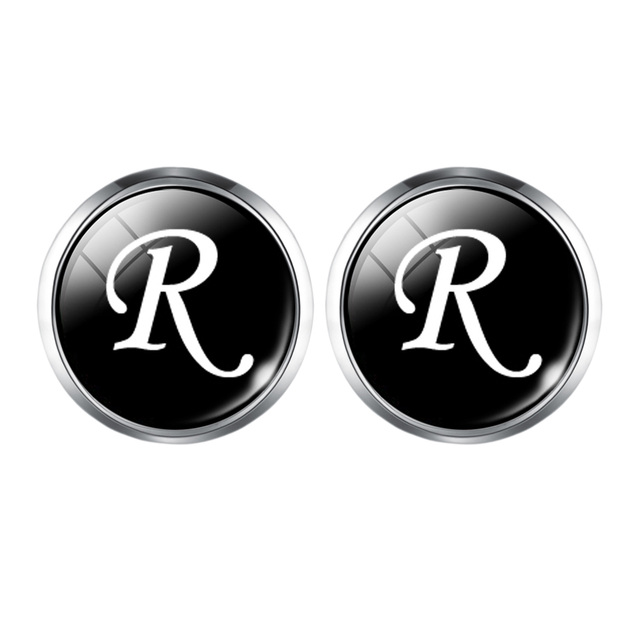 Fashion A-Z Single Alphabet Cufflinks Silver Color Letter Cuff Button for Male Gentleman Shirt Wedding Cuff Links Gifts