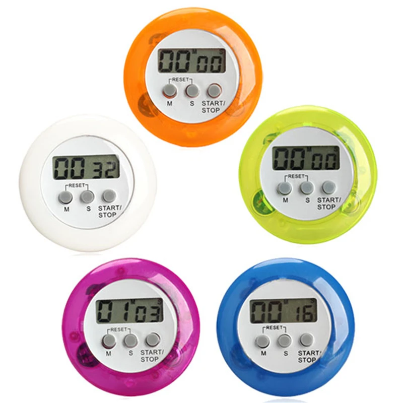 5Color Digital Alarm Clock Round LCD Digital Kitchen Countdown