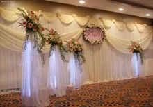 10ft*20ft White Party Backdrop Wholesale Party Backdrop for Stage Decoration Stage Backdrop with Detachable Swag