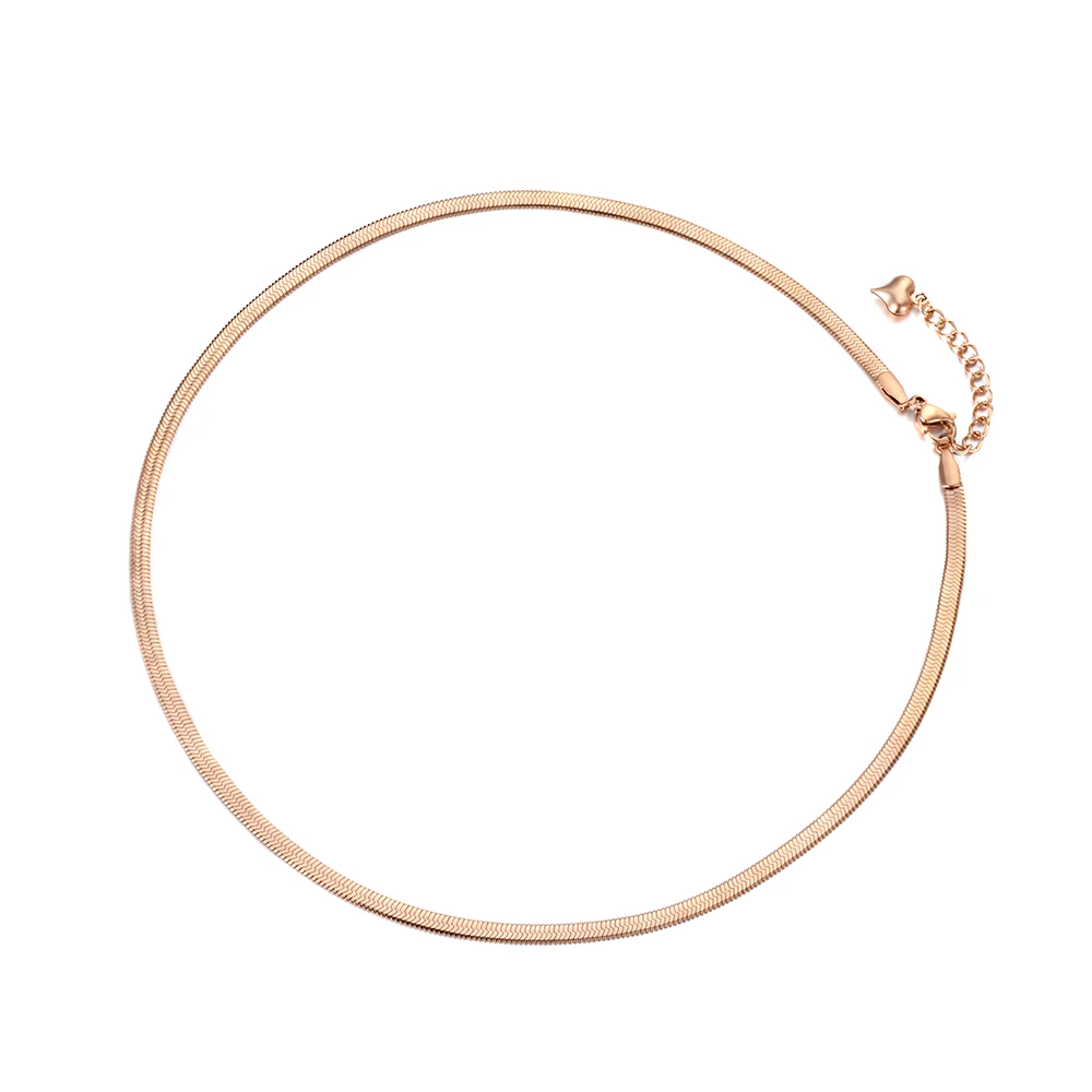 ZooMango офисный стиль Простые Ювелирные изделия титановая змея из нержавеющей стали цепочка Ожерелье для женщин розовое золото Рождественский подарок ZN18065 - Окраска металла: Rose Gold