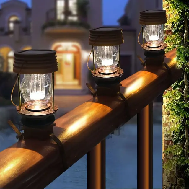 2pcs Retro Solar Lantern Led Outdoor Lights Lamp Camping 2pcs Retro Solar Lantern Led Outdoor Lights Lamp Camping Abs Emergency Lighting