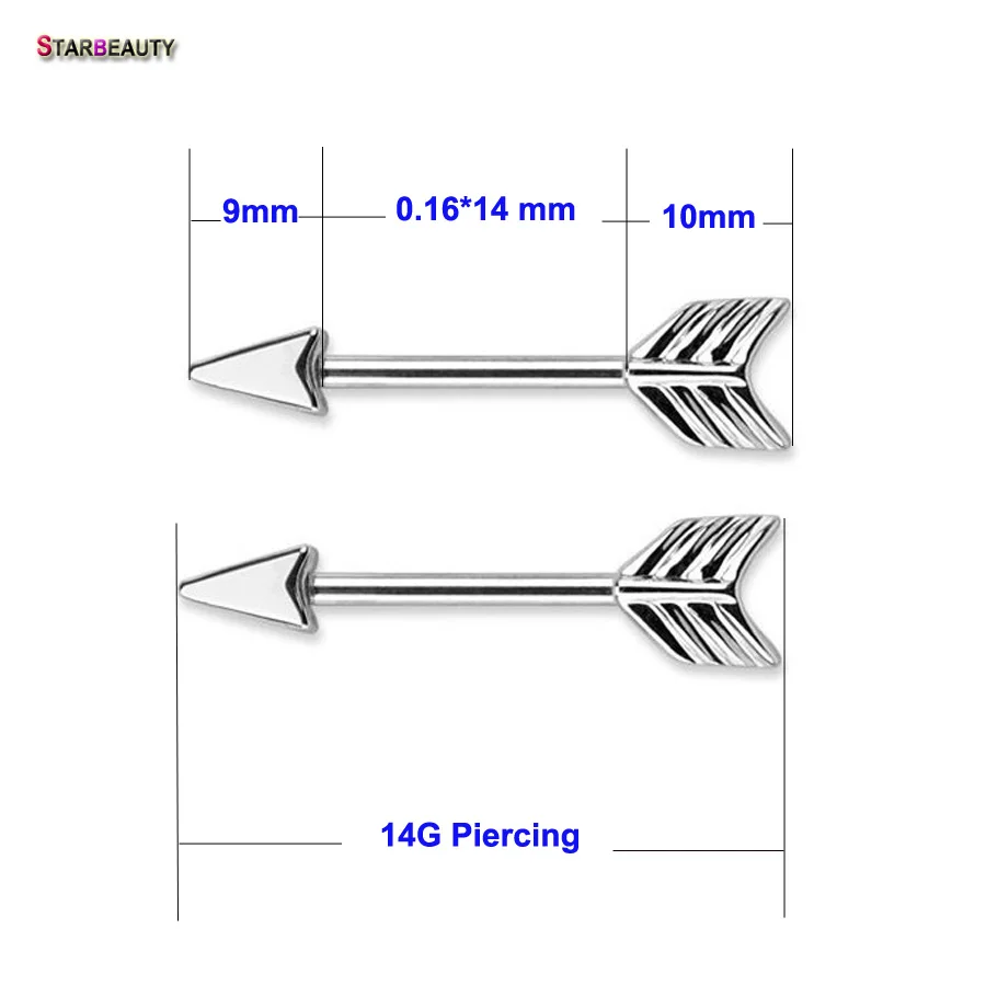 2 шт., пирсинг для сосков в виде стрелы, сексуальный хирургический Пирсинг из нержавеющей стали, пирсинг для ушей, черный, серебристый, пирсинг для тела, Ombligo