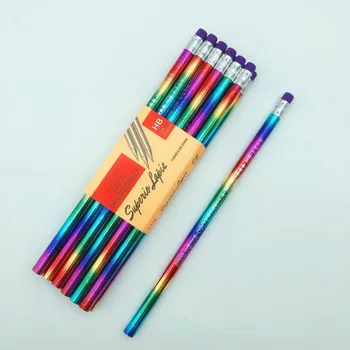 Nowy tęczowy ołówek drewno ochrona środowiska ołówek jasny kolor wygląd ołówek szkoła biuro pisanie ołówek tanie i dobre opinie ZJZDWJ LOOSE Drewna Standardowe ołówki 19cm
