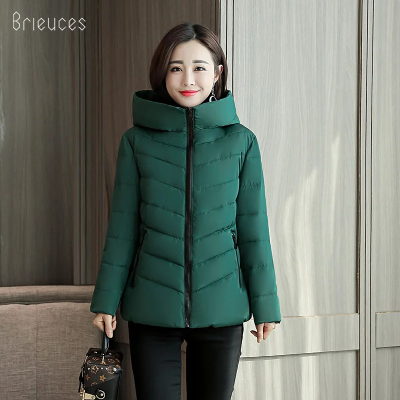 Brieuces Winter Jacket Women Cotton Short Jacket 2018 New Girls Padded Hooded Warm Parkas Winter Coat Women Plus Size 4XL