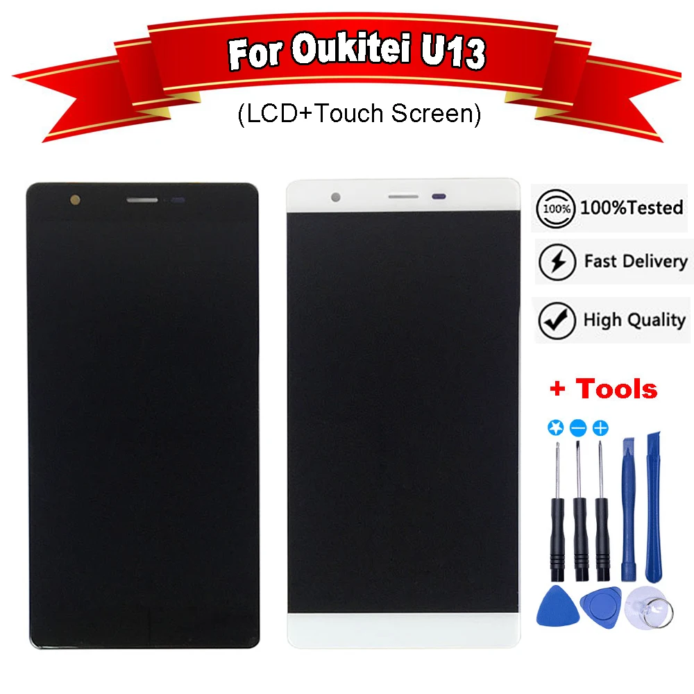 

5.5 inch For Oukitel U13 LCD Display+Touch Screen 100% Tested LCD+Digitizer Glass Panel Replacement+Free Tools