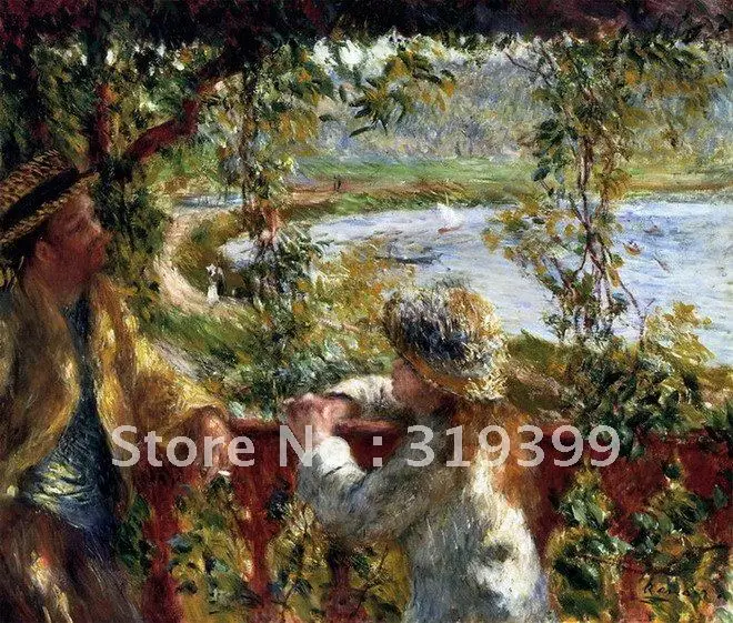 

Oil Painting Reproduction on Linen canvas,near the lake by pierre auguste renoir,Free DHL Shipping,handmade,Museum quality