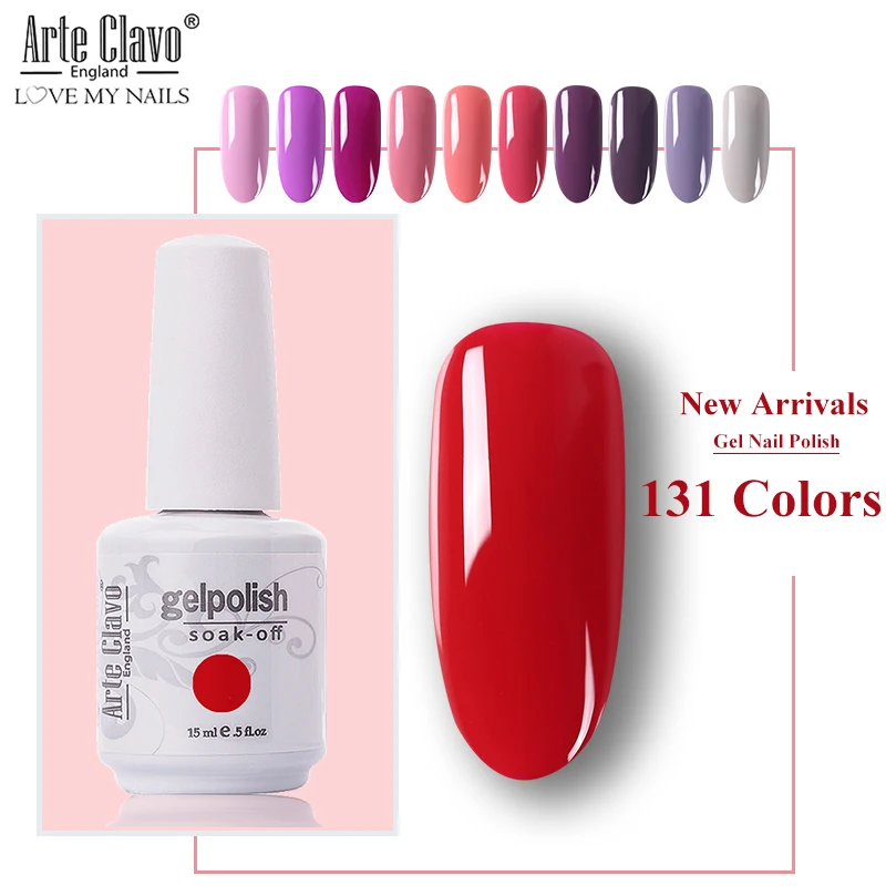 

Arte Clavo 15ml New 131 Colors Nail Art Designs Soak Off Glitter Gel UV LED Paint Gel Nail Varnish Gel Lacquer Set For Manicure