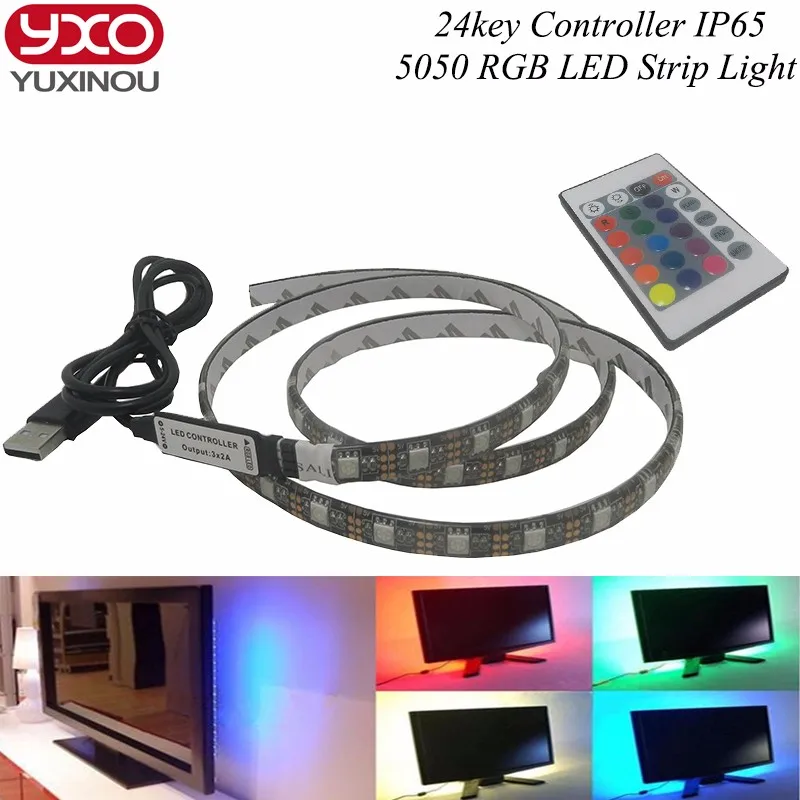 0.5M-2M 60LEDs/M DC5V USB RGB LED Strip Flexible Light TV Background Decor Light 