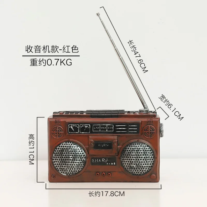 Винтажное ностальгическое Радио ТВ полимерные украшения креативные ТВ Радио фигурки домашний кафе магазин украшения старая мебель миниатюрные подарки - Цвет: Красный