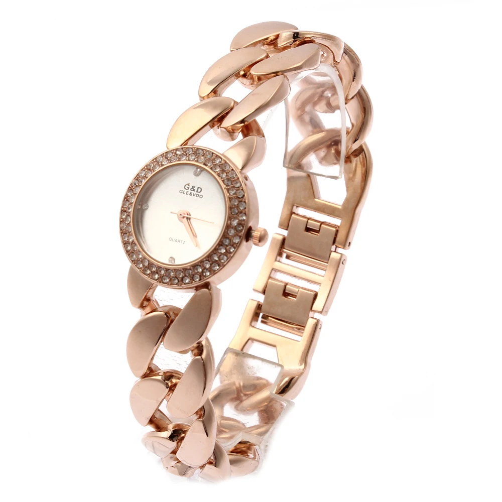 G& D, Женские кварцевые наручные часы, розовое золото, нержавеющая сталь, роскошные стразы, женский браслет, часы, Relogio Feminino, подарки