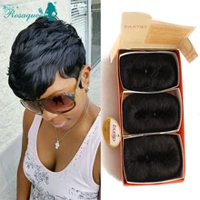 Human Hair Short Bump Weave Brazilian Virgin Hair Extensions 4inches 27 Pieces Short Hair Weave With Free Closure And Shower Cap