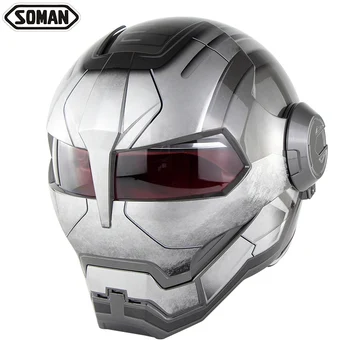 

War Gray Motorcycle helmet ironman style flip up casco iron man Capacetes Soman SM515 moto helmet