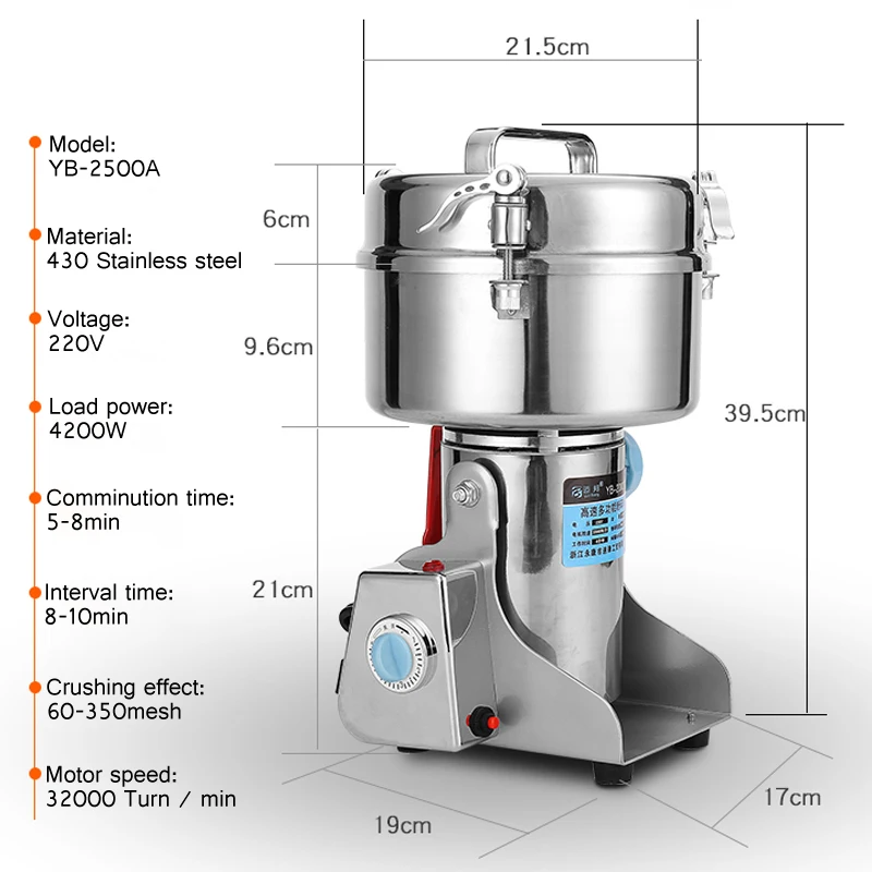 Пищевая шлифовальная машина 2000 г/4100 Вт нержавеющая сталь Электрический Кофе/специй/перец мельница кофе зерна шлифовальный порошок дробилка коммерческий/домашний