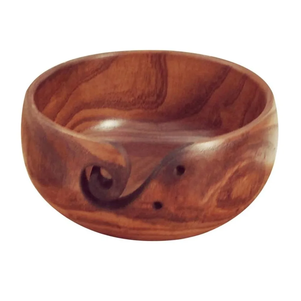 

Practical Design Home Knitting Crocheting Accessories Portable Size Eco-friendly Wooden Yarn Storage Bowl