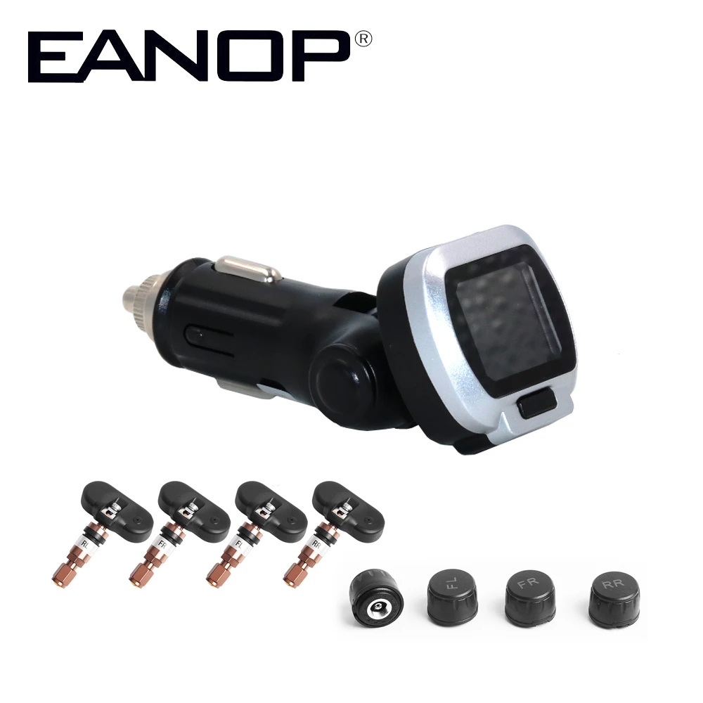 EANOP CT006 12V Car TPMS Tire Pressure Monitoring System Foldable LCD Tyre Pressure security Alarm with USB quick charge