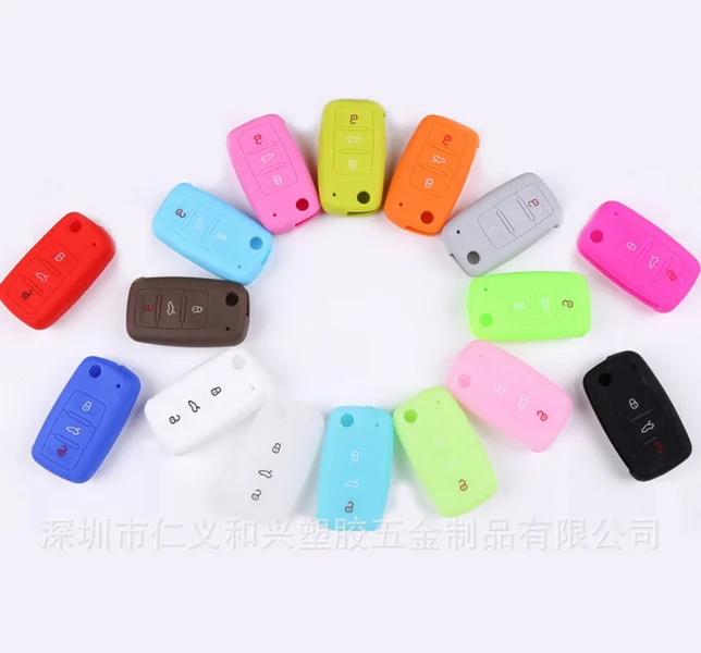 

by DHL or Fedex 500pcs Silicone Flip Key Cover Case for Volkswagen Polo Golf 6 J etta 3 Button Car Remote Controller Key Cover