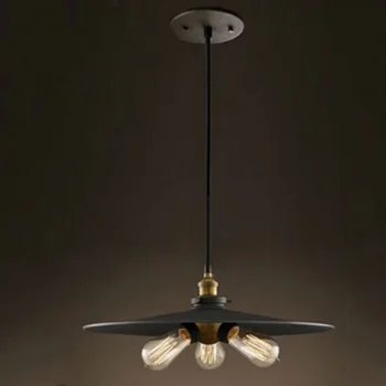 

loft retro art black iron three light pendant light dining room bar hanging lamp E27