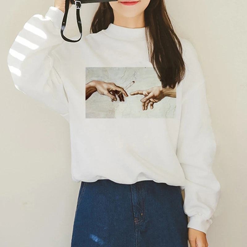 Микеланжело эстетический гранж Harajuku Ullzang толстовки женские винтажные 90s Забавный мультфильм толстовки корейский стиль с капюшоном женские - Цвет: H1394