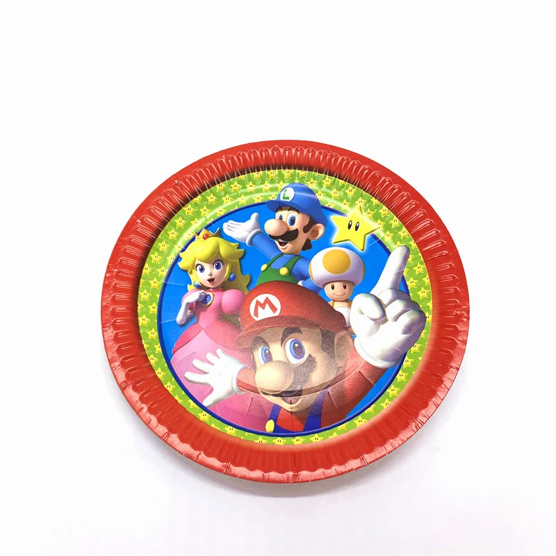 Для 10 человек ребенок мальчик Взрослый день рождения поставки Super Mario Bros вечерние украшения наборы Бумажная гирлянда чашки, ребенок, Душ
