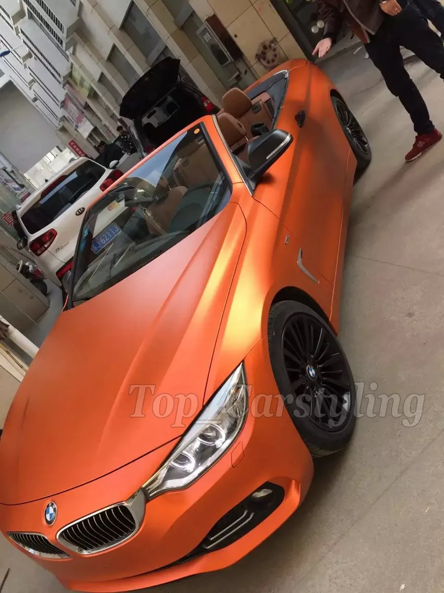 1.52x20m/roll Orange Matte chrome vinyl car wrap film high quality