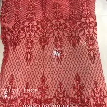 5 ярдов bh1127# хорошее качество вышивки пайетками стрейч сетка polyestor кружевной ткани для свадьбы/вечернее платье/партии