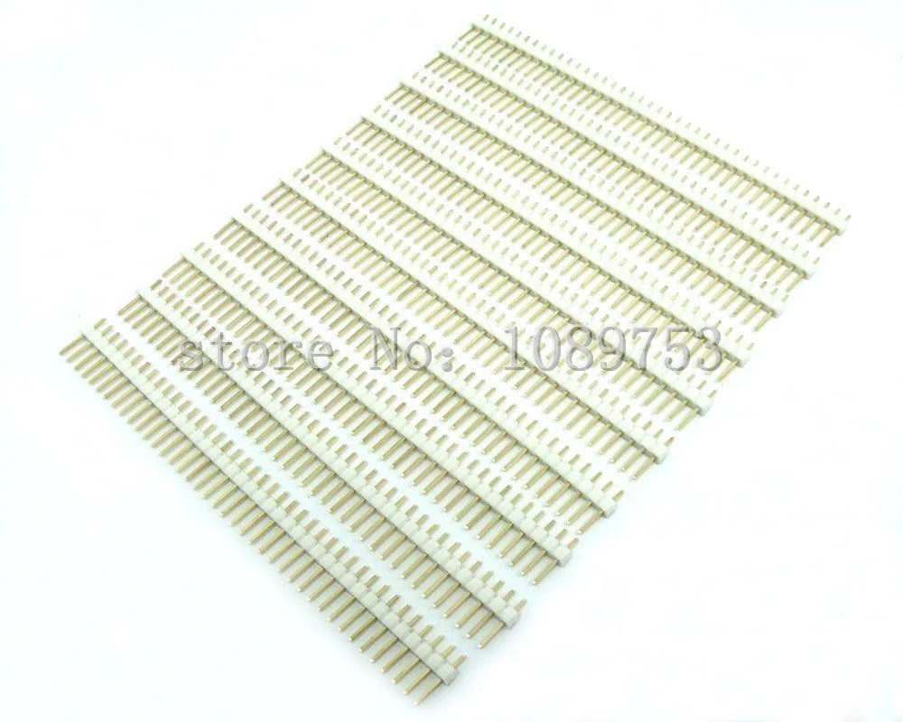 

100pcs 2.54mm 1x40Pin White Single Row Straight Male Pin Header Gold-plated High quality