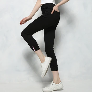 

Women High Waist Ankle Length Pencil Jeans with Rolled Hem Stretch Slim Jeans with Rolled Hem