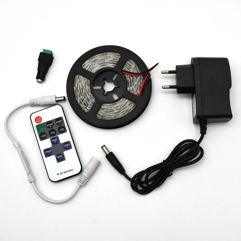 

LED Strip 2835 DC12V 60LEDs/m 5m/lot Flexible LED Light Waterproof with 11KEY Remote Controller and Power Adapter