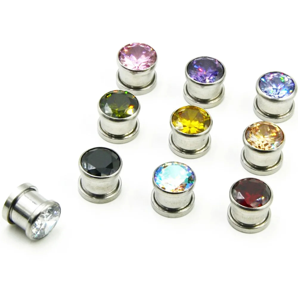 20pcs Crystal Zircon Ear Plug Tunnel Earring Cartilage Expanders Gauge
