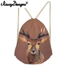 NOISYDESIGNS мультфильм живопись лося/Лев/кролик/лиса/Кот Шаблон Печати Drawstring Рюкзак Школьные сумки для девочек рюкзак Mochila